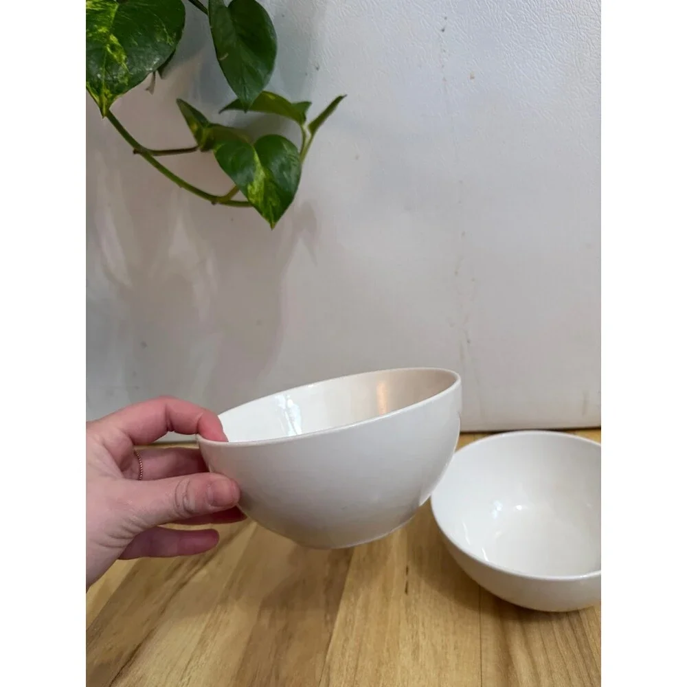 Thomson Pottery White Ceramic Bowl Set (2)